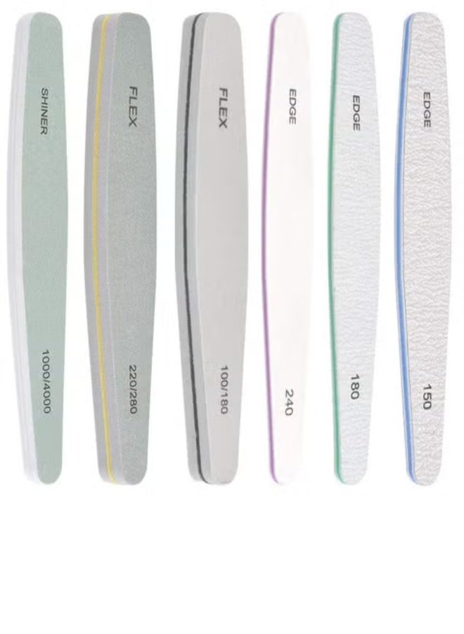 مجموعة مبارد وملمعات أظافر احترافية للأظافر الأكريليك والجل والأظافر الطبيعية، ألواح صنفرة مزدوجة الجوانب، مبرد وملمع أظافر قابل للغسل، ملمع أظافر بدرجات خشونة 100/150/180/220/240/280/1000/4000 - Image 1