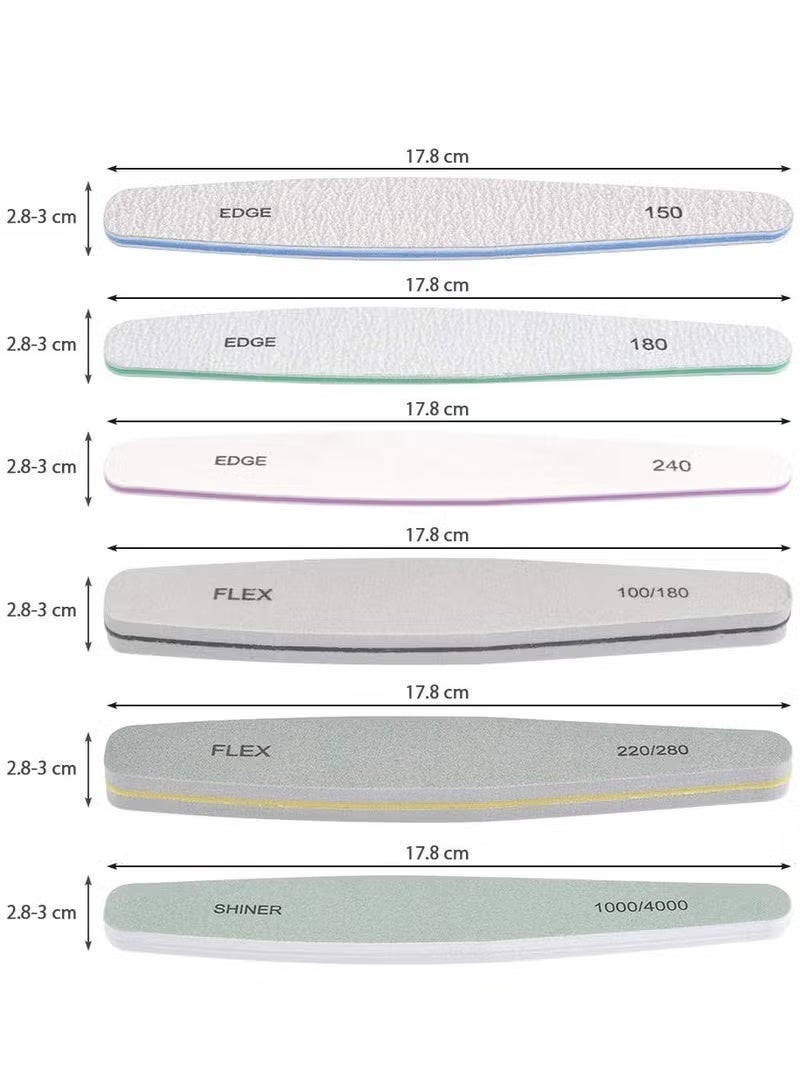 مجموعة مبارد وملمعات أظافر احترافية للأظافر الأكريليك والجل والأظافر الطبيعية، ألواح صنفرة مزدوجة الجوانب، مبرد وملمع أظافر قابل للغسل، ملمع أظافر بدرجات خشونة 100/150/180/220/240/280/1000/4000 - Image 3