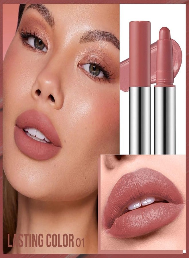 Hxssll Muted Nude Brown Matte Lipstick Crayon - Waterproof Long Lasting Lip Liner Pencil, High Pigment Creamy Velvet Lipstick, Non-Drying Lip Color for Women, 01# - Image 4