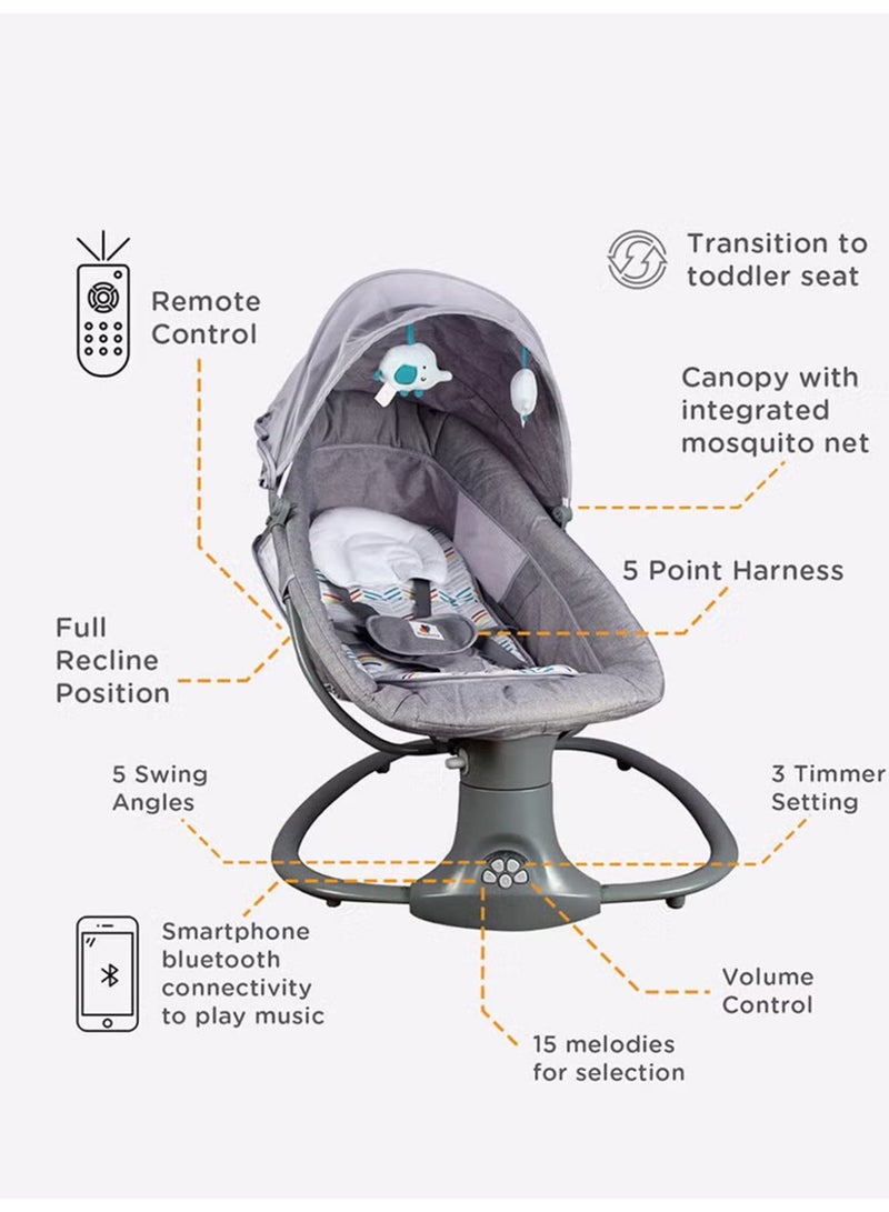Mastela Baby Swing for Infants - Electric Baby Rocker with 5 Speeds, 3-in-1 Adjustable Backrest Baby Bouncer, Remote Control Rocking Chair - Image 5