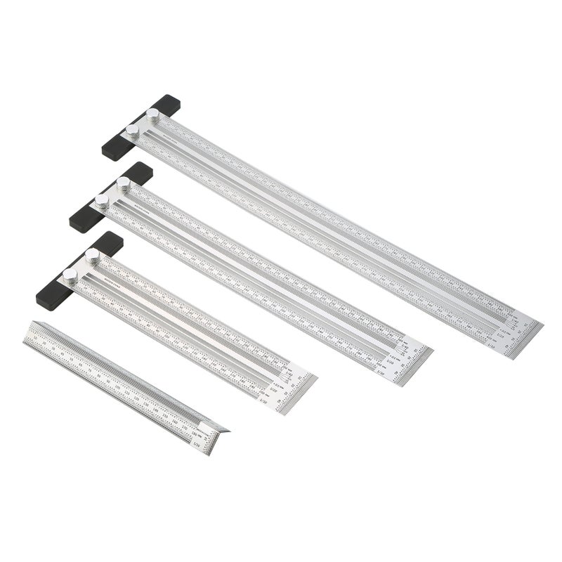 Stainless Steel Marking Line Ruler T-shaped Hole/Right Angle Scribing Ruler Carpenter Woodworking Measuring Tool - Image 5