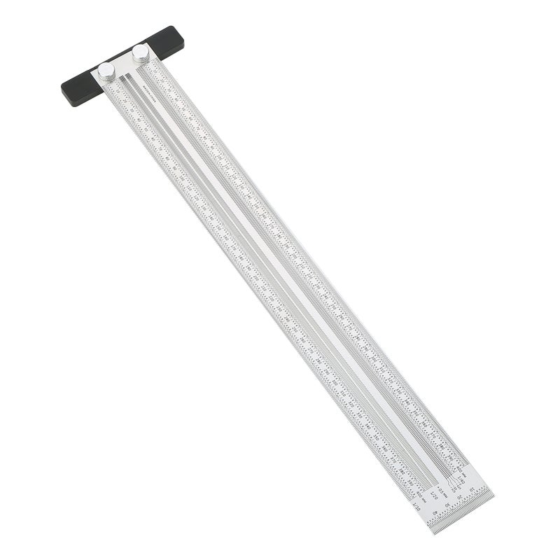 Stainless Steel Marking Line Ruler T-shaped Hole/Right Angle Scribing Ruler Carpenter Woodworking Measuring Tool - Image 1