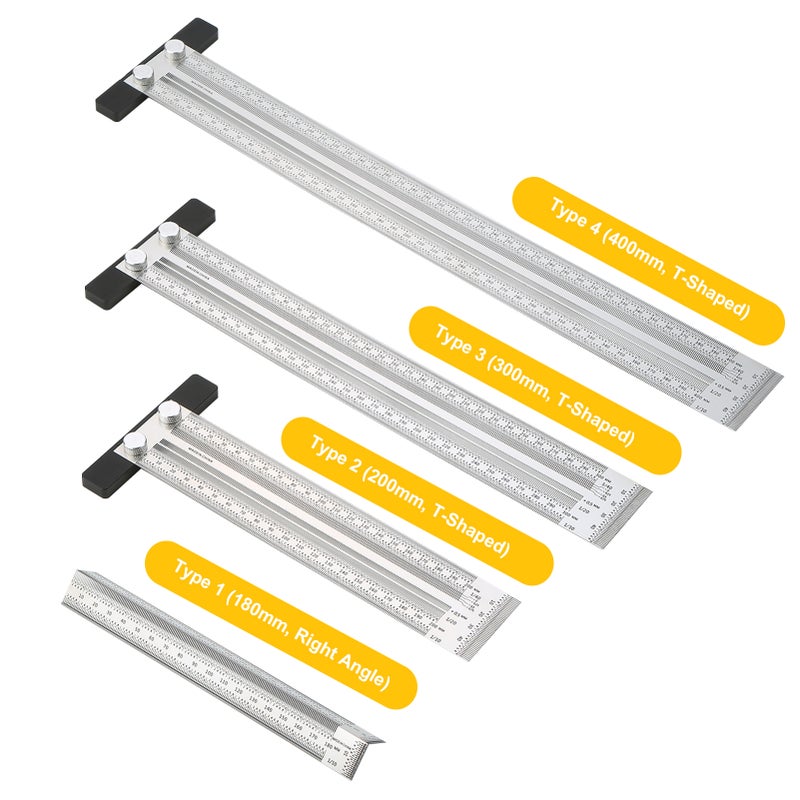 Stainless Steel Marking Line Ruler T-shaped Hole/Right Angle Scribing Ruler Carpenter Woodworking Measuring Tool - Image 3