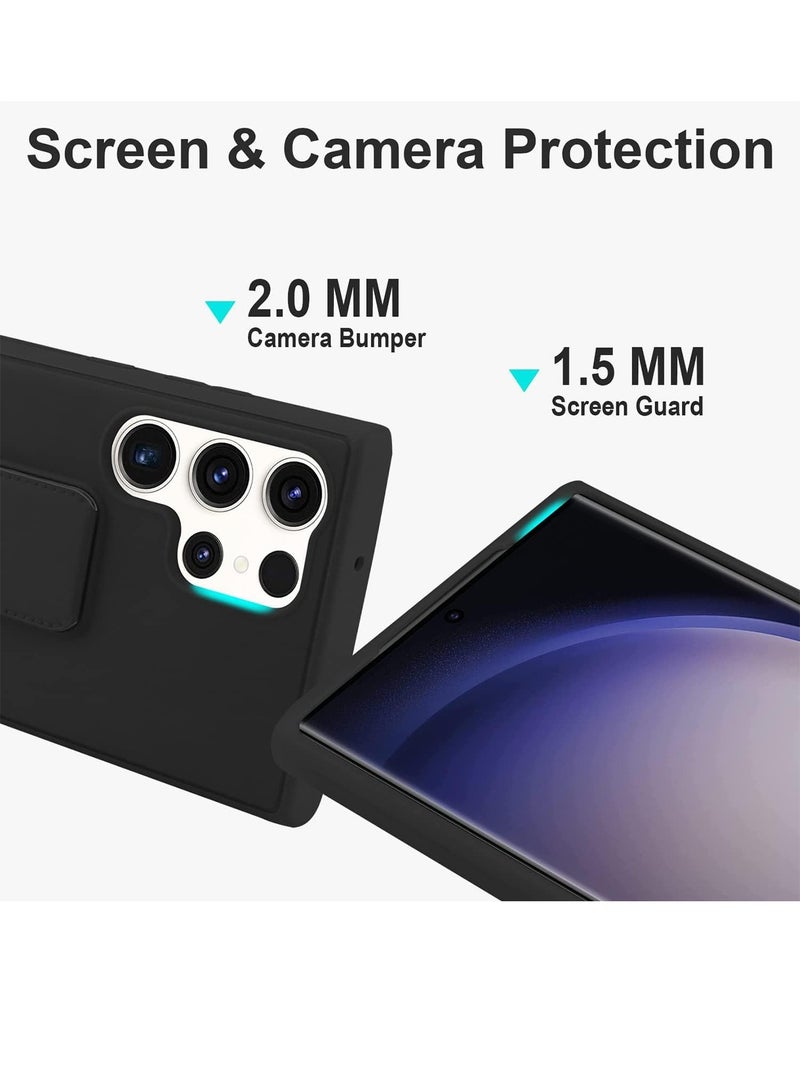 Aookay Case for Samsung Galaxy S25 Ultra Case with Hand Strap, Built-in Kickstand, Magnetic Stand Design Ultra-Slim Shockproof Silicone Cover for S25 Ultra (Black) - Image 4