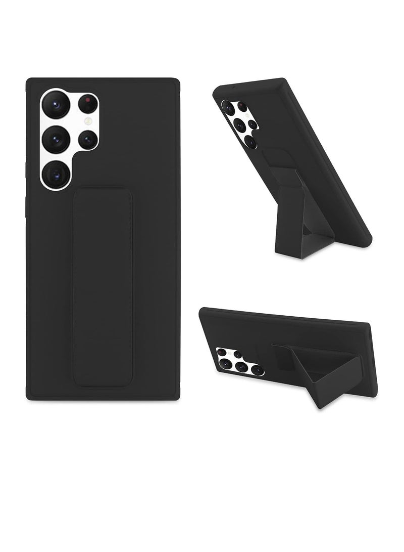 Aookay Case for Samsung Galaxy S25 Ultra Case with Hand Strap, Built-in Kickstand, Magnetic Stand Design Ultra-Slim Shockproof Silicone Cover for S25 Ultra (Black) - Image 1