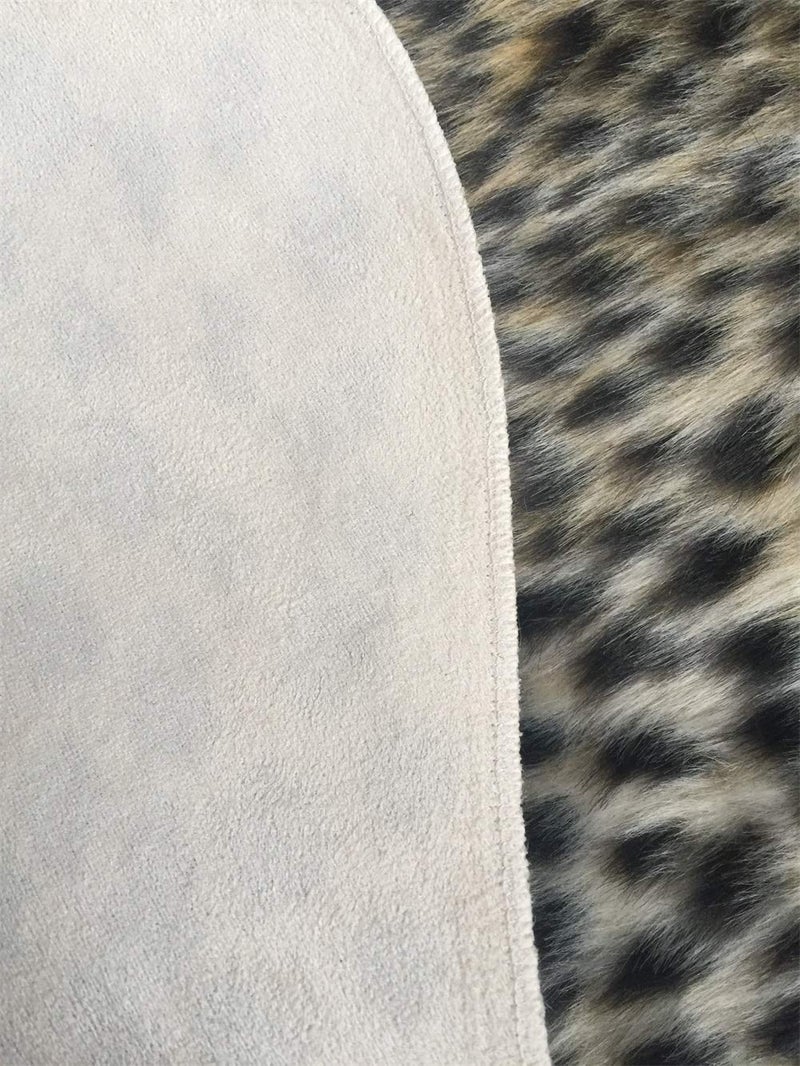 yingda1992 Leopard Print Rug Faux Fur Cheetah Rug Cowhide Animal Skin Mat Carpet for Office, Livingroom, Bedroom Non-Slip Home Decor 40x37Inch/ 3.2x3.1Ft - Image 4