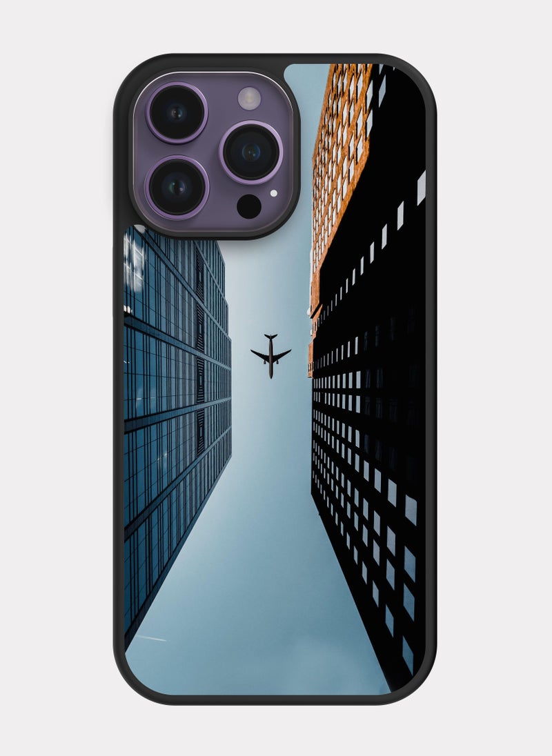 PXLAAT iPhone 14 Pro Max case cover Towers and Plane - Image 1