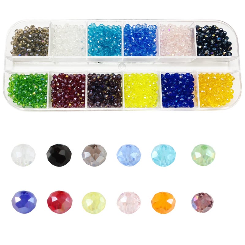 Gocelyn 2mm Crystal Glass Beads of Electroplate AB Color Faceted Rondelle Beads Natural Loose Beads Section for Women Jewelry Making DIY Bracelet Necklace Earrings Accessories - Image 3