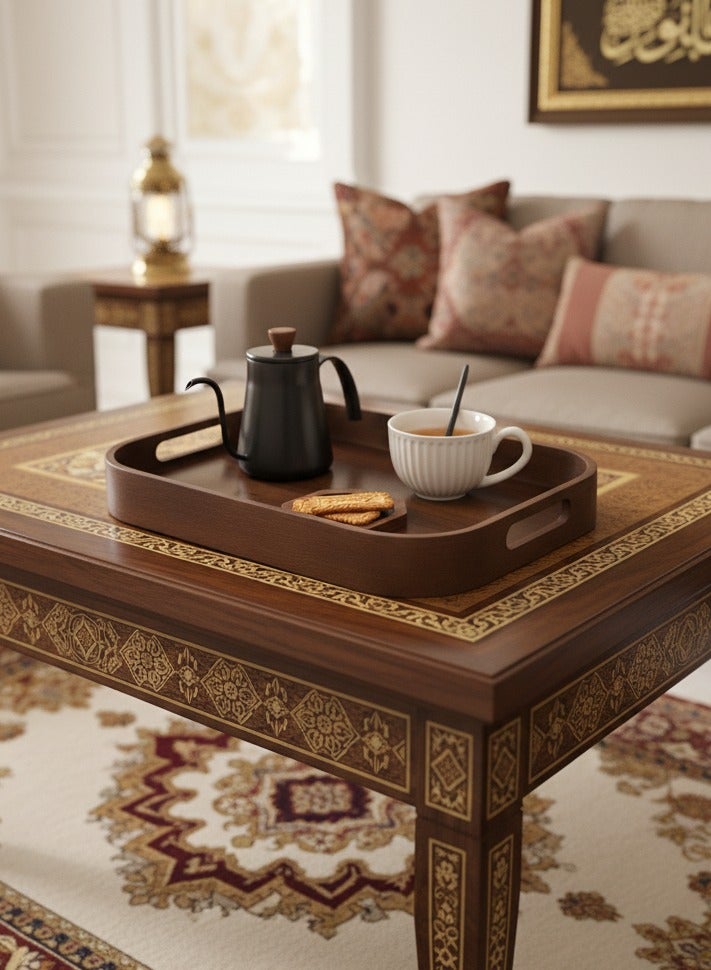 علبة خدمة الخيزران الأنيقة ، تصميم الشبكة الفنية ، طبق خشبي مستطيل للشاي والفواكه والديكور ، مثالية لغرفة المعيشة ، غرفة النوم ، المكتب ، أو إعطاء الهدايا ، 1pc - Image 1
