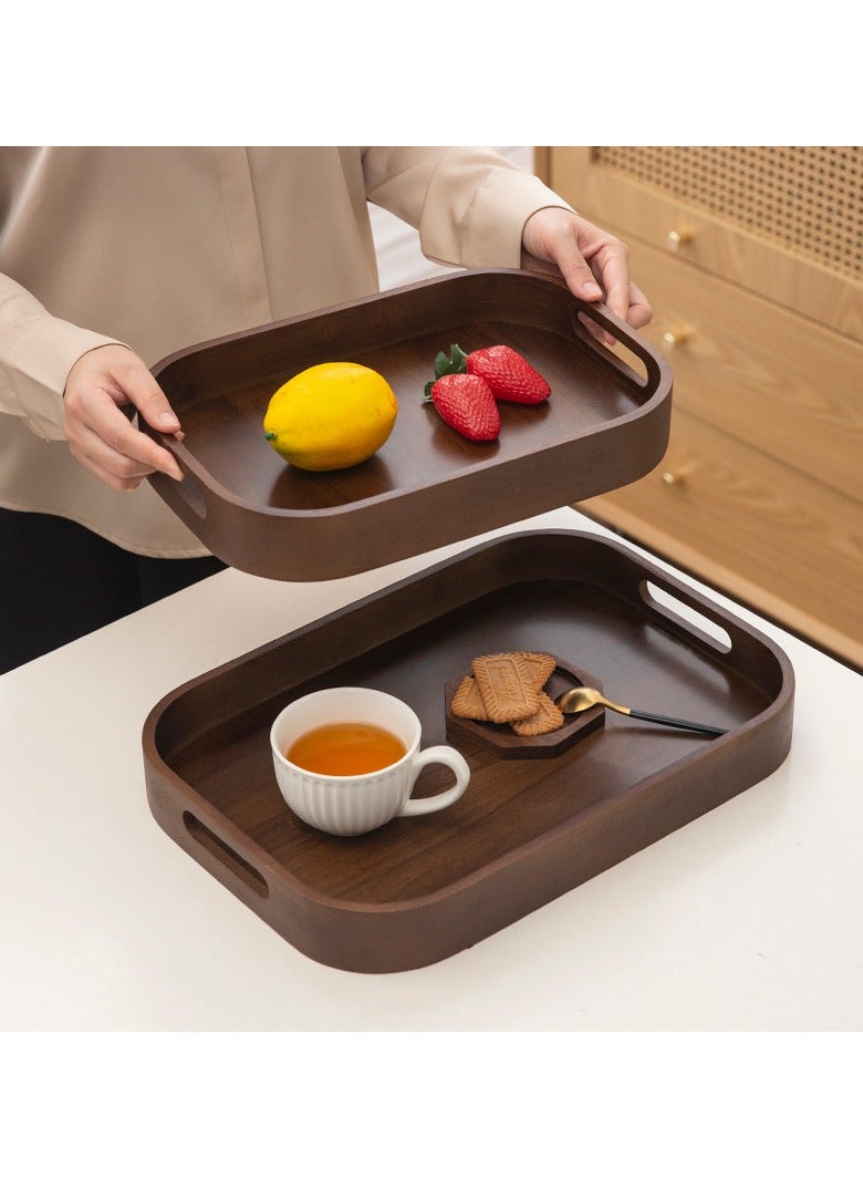 علبة خدمة الخيزران الأنيقة ، تصميم الشبكة الفنية ، طبق خشبي مستطيل للشاي والفواكه والديكور ، مثالية لغرفة المعيشة ، غرفة النوم ، المكتب ، أو إعطاء الهدايا ، 1pc - Image 2