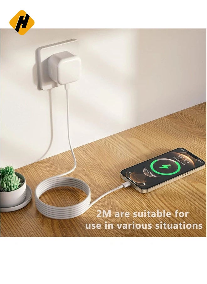 HuHa - iPhone Fast Charger Plug and Cable [MFi Certified] 20W PD USB-C iPhone Charger Fast Charge Plug UK with 2M iPhone Fast Charger Cable Lightning Cable for iPhone 14/14 Pro Max/13/12/11/XS/XR/XS/8,iPad - Image 1