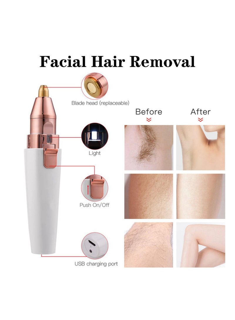 Generic 2-In-1 USB Electric Eyebrow Trimmer Facial Hair Removal Rechargeable (White)  - Image 3
