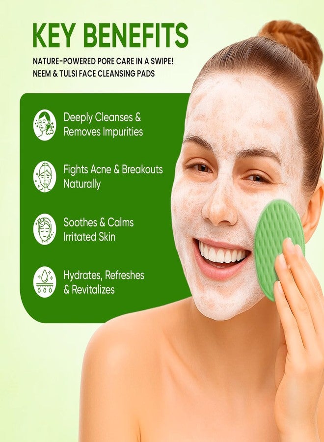 Twasa Neem & Tulsi Face Cleansing Pads (60 Pads) | Deep Cleansing & Purifying for Acne-Prone Skin With Aloe Vera, Green Tea & Pro-Vitamin B5 - Controls Oil, Clears Pores & Refreshes Skin - Pack of 1 - Image 2