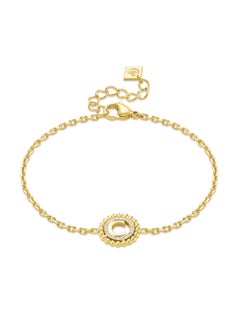 CERRUTI 1881 Bianca Gold Plated Crystal Studded 'C' Charm with Beaded Bracelet for Women  - Image 1