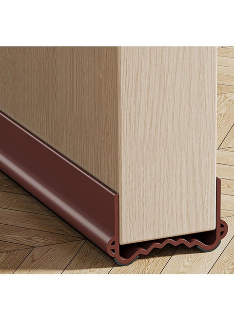 Weather Stripping Door Seal, Door Bottom Flexible Wind Noise Reduction Stopper, Under Door Sealing Strips, Adjustable Adhesive Soundproof Weather Proof Draught Excluder 100cm (Brown)