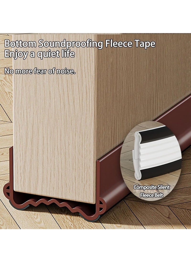 Weather Stripping Door Seal, Door Bottom Flexible Wind Noise Reduction Stopper, Under Door Sealing Strips, Adjustable Adhesive Soundproof Weather Proof Draught Excluder 100cm (Brown)