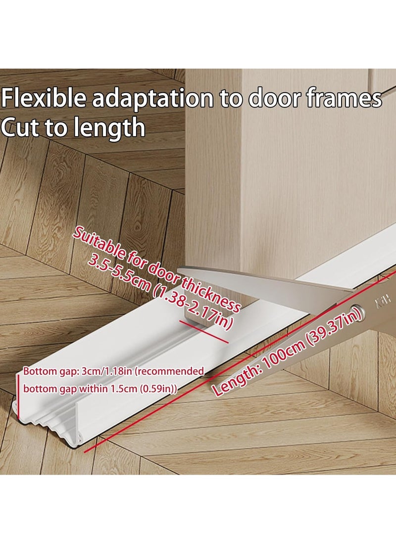 Weather Stripping Door Seal, Door Bottom Flexible Wind Noise Reduction Stopper, Under Door Sealing Strips, Adjustable Adhesive Soundproof Weather Proof Draught Excluder 100cm (Brown)
