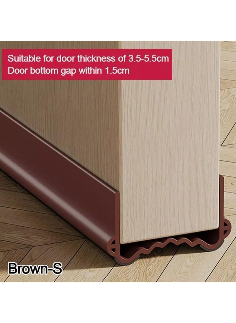 Weather Stripping Door Seal, Door Bottom Flexible Wind Noise Reduction Stopper, Under Door Sealing Strips, Adjustable Adhesive Soundproof Weather Proof Draught Excluder 100cm (Brown)