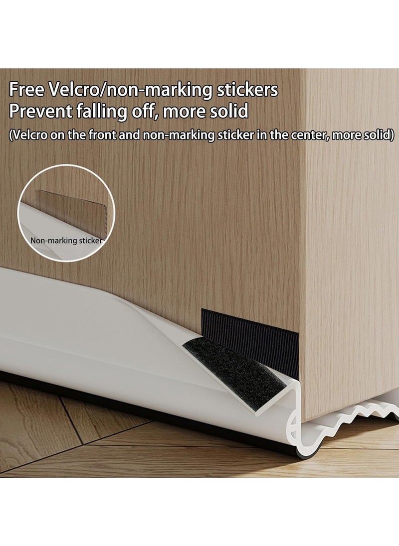 Weather Stripping Door Seal, Door Bottom Flexible Wind Noise Reduction Stopper, Under Door Sealing Strips, Adjustable Adhesive Soundproof Weather Proof Draught Excluder 100cm (Brown)