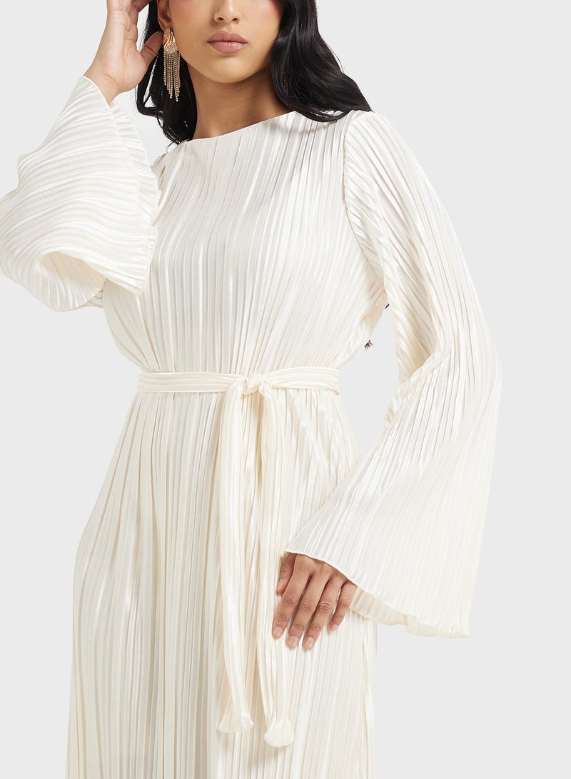 Khizana Pleated Belted Dress - Image 3