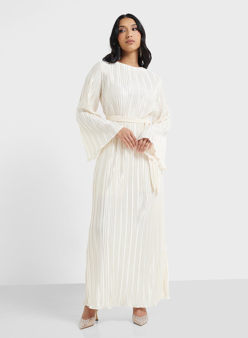 Khizana Pleated Belted Dress - Image 4