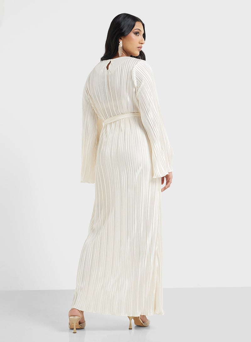 Khizana Pleated Belted Dress - Image 2