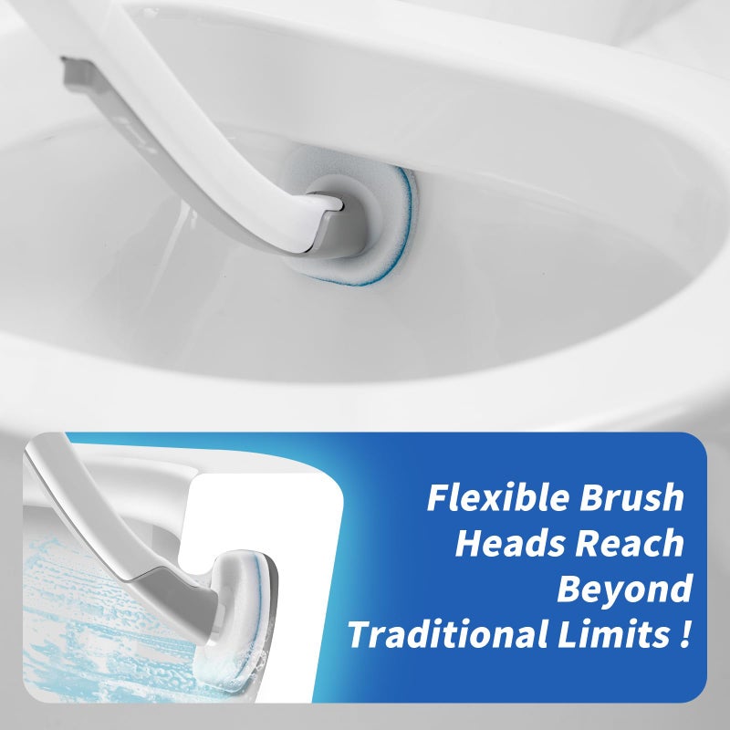 oshang Disposable Toilet Brush - Toilet Bowl Cleaner, Toilet Cleaning Supplies, Toilet Brush with Holder, 14 Refills for Deep Cleaning and Hygienic Bathroom Maintenance - Image 5