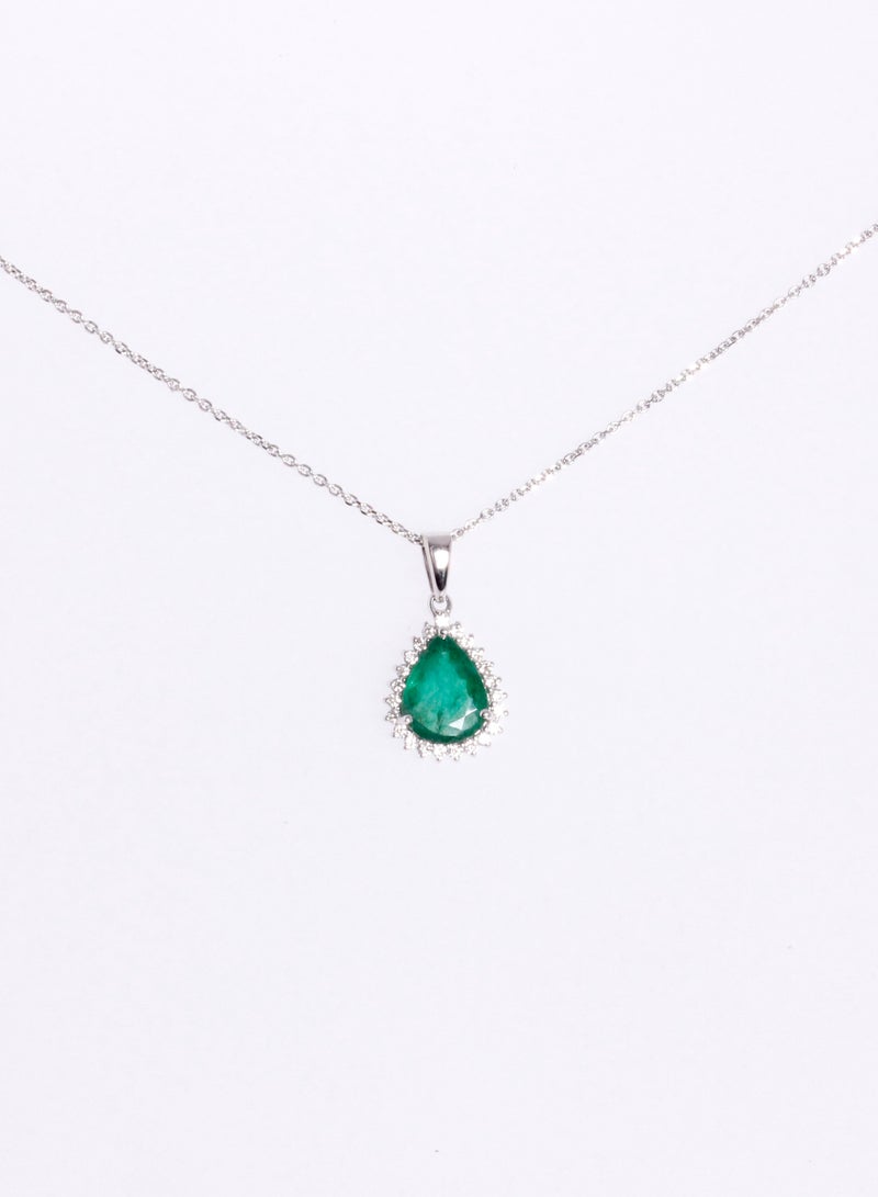 MIKURA Pendant, 18KW, Emerald  - Image 1