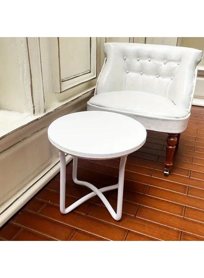 1 12 Scale White Round Table With Curved Legs Miniature Dollhouse Furniture - Image 4