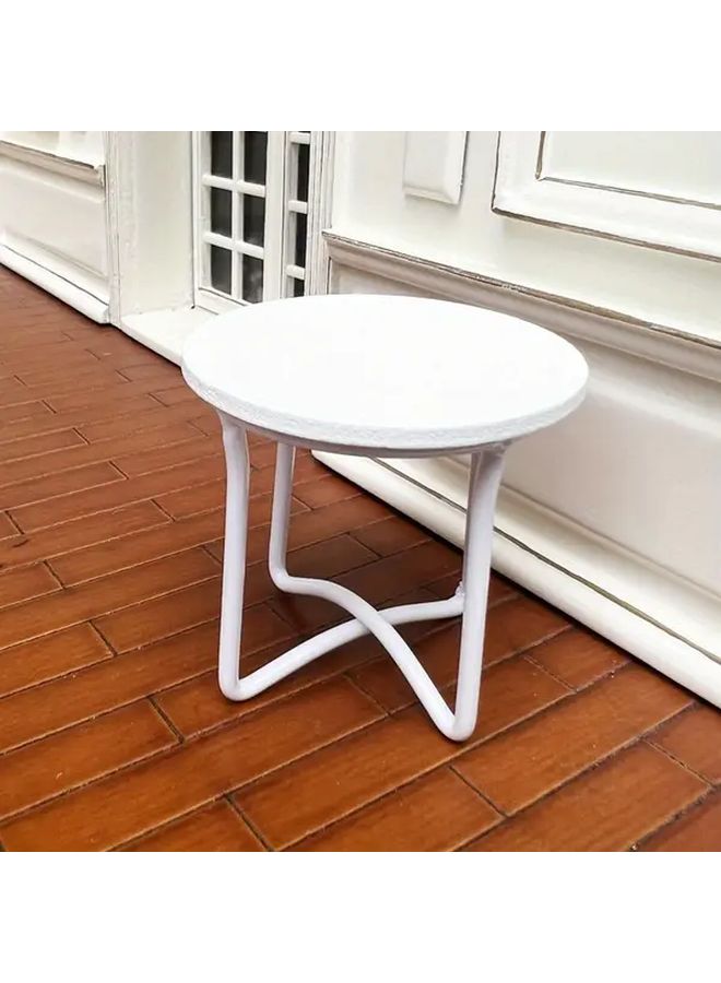 1 12 Scale White Round Table With Curved Legs Miniature Dollhouse Furniture - Image 2