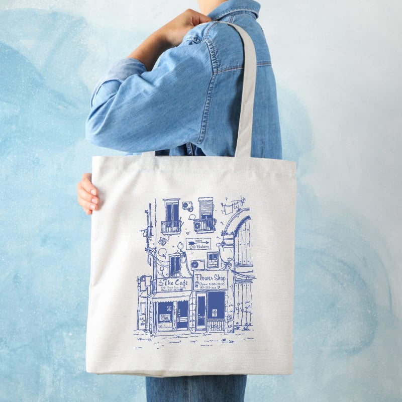 THEYGE THEYGE Vintage Tote Bag Cute Cottage Canvas Bag Aesthetic Canvas Tote Bag for Women Tote Shopping Beach Bag Shoulder Bag Reusable Grocery Bag  - Image 4