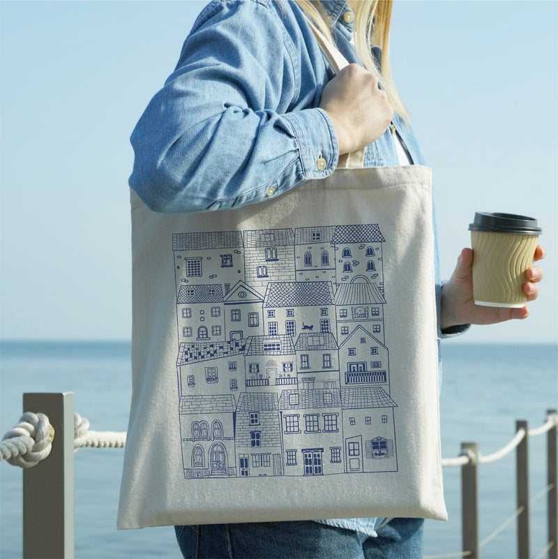 THEYGE THEYGE Vintage Tote Bag Cute Cottage Canvas Bag Aesthetic Canvas Tote Bag for Women Tote Shopping Beach Bag Shoulder Bag Reusable Grocery Bag  - Image 5