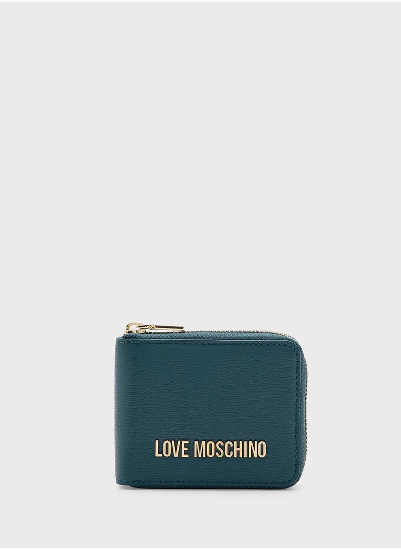 Love Moschino Logo Detailed Zip Over Wallet