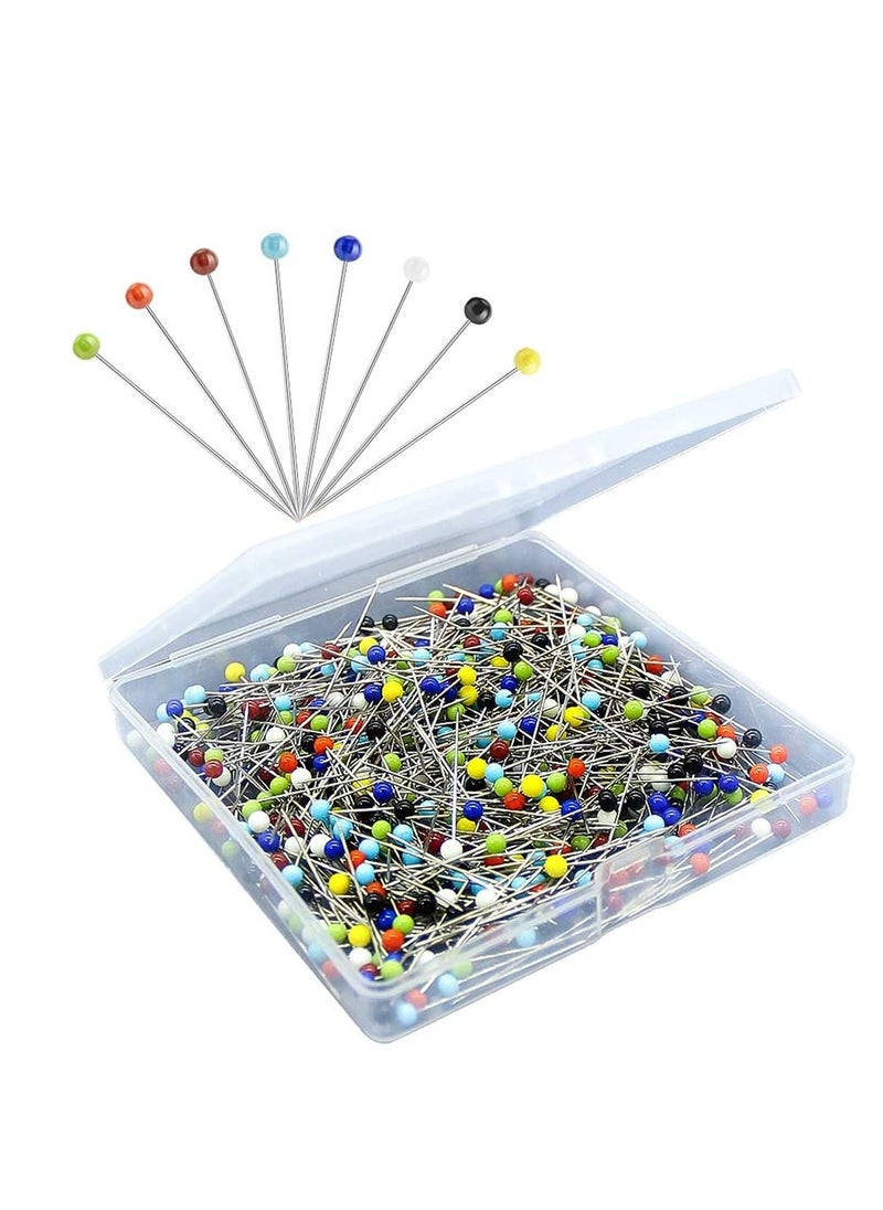 Excefore Sewing Pins for Fabric, Straight Pins with Colored Ball Glass Heads Long 1.5 Inch, Quilting Pins for Dressmaker, Jewelry DIY Decoration, Craft and Sewing Project (500 PCS, Colorful)  - Image 1