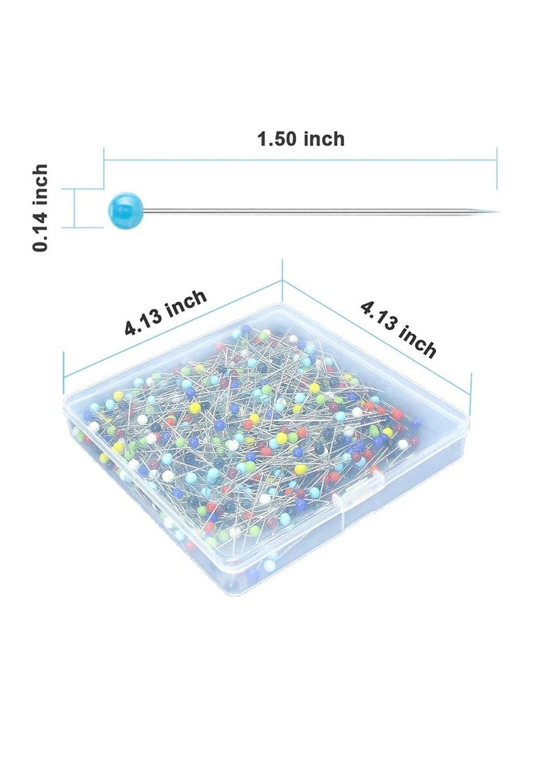 Excefore Sewing Pins for Fabric, Straight Pins with Colored Ball Glass Heads Long 1.5 Inch, Quilting Pins for Dressmaker, Jewelry DIY Decoration, Craft and Sewing Project (500 PCS, Colorful)  - Image 2