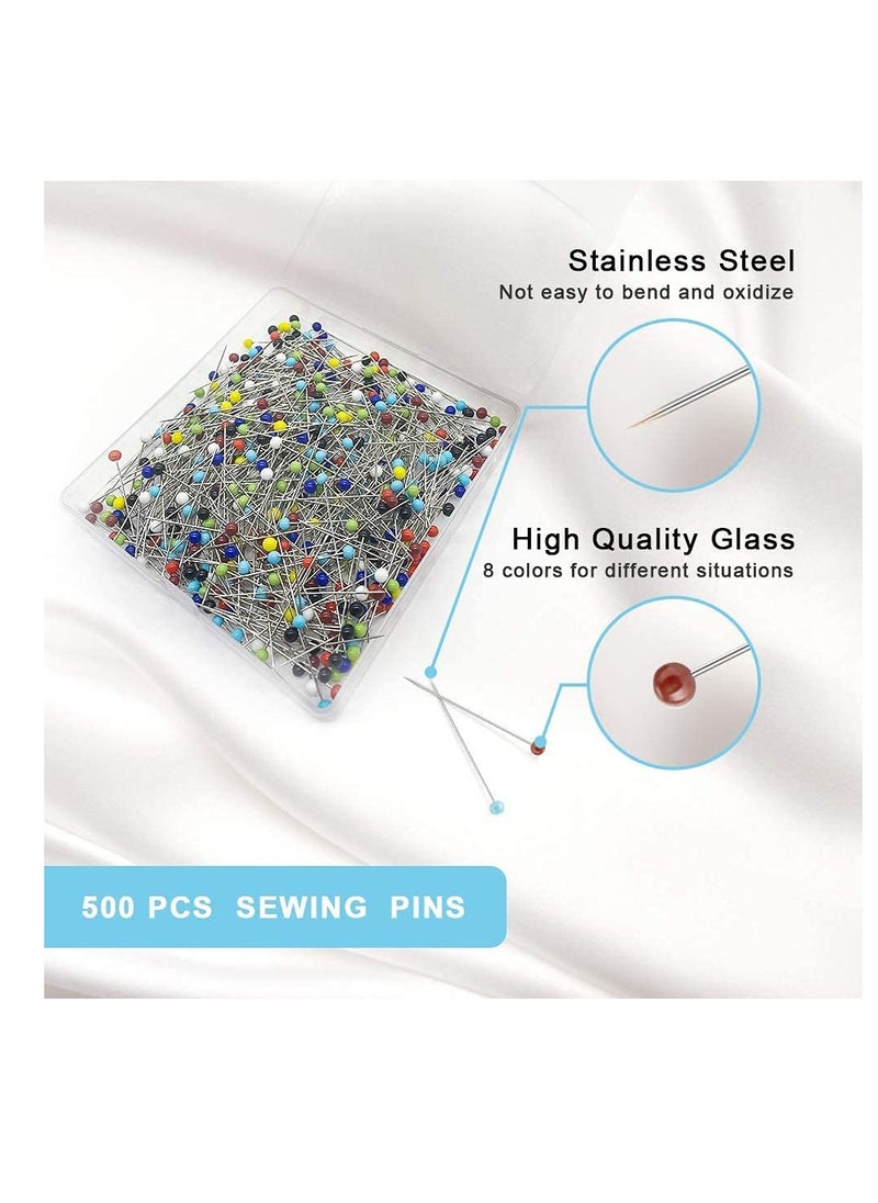 Excefore Sewing Pins for Fabric, Straight Pins with Colored Ball Glass Heads Long 1.5 Inch, Quilting Pins for Dressmaker, Jewelry DIY Decoration, Craft and Sewing Project (500 PCS, Colorful)  - Image 3
