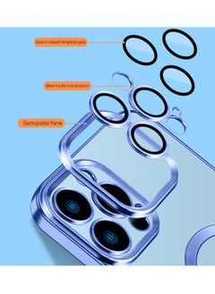 COBLUE Luxury Clear Plating Soft Case Cover With MagSafe Wireless Charging Function For Apple iPhone 14 Pro Max Blue  - Image 3