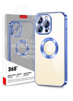 COBLUE Luxury Clear Plating Soft Case Cover With MagSafe Wireless Charging Function For Apple iPhone 14 Pro Max Blue  - Image 1