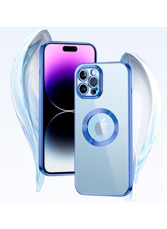 COBLUE Luxury Clear Plating Soft Case Cover With MagSafe Wireless Charging Function For Apple iPhone 14 Pro Max Blue  - Image 2