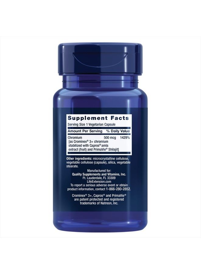 Life Extension الكروم المحسن مع كرومينكس 3+ 500 ميكروجرام - مكمل غذائي لإدارة الجلوكوز والكوليسترول - خالٍ من الجلوتين وغير معدّل وراثيًا - 60 كبسولة نباتية - Image 2