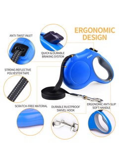 fida Fida Retractable Dog Leash with Dispenser and Poop Bags, 16 ft Pet Walking Leash for Small Dog or Cat up to 26 lbs, Anti-Slip Handle, Tangle Free, Reflective Nylon Tape (S, Blue)  - Image 3