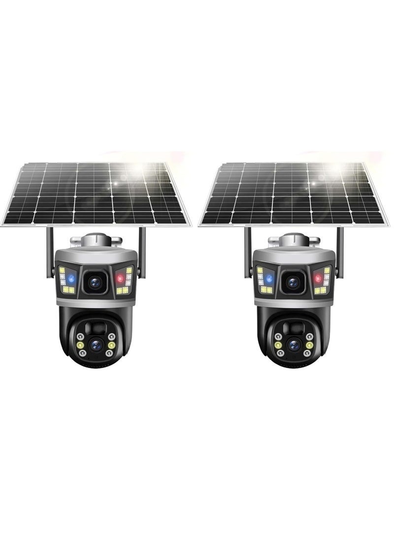 ELTRAZONE 2 Pcs 8MP Dual Lens CCTV Camera – 360° Outdoor WiFi Solar Security Camera with V380 Pro App, PIR + AI Human Detection, Full-Color Night Vision, 2-Way Audio, Waterproof PTZ, 2x64GB SD Card Included - Image 1