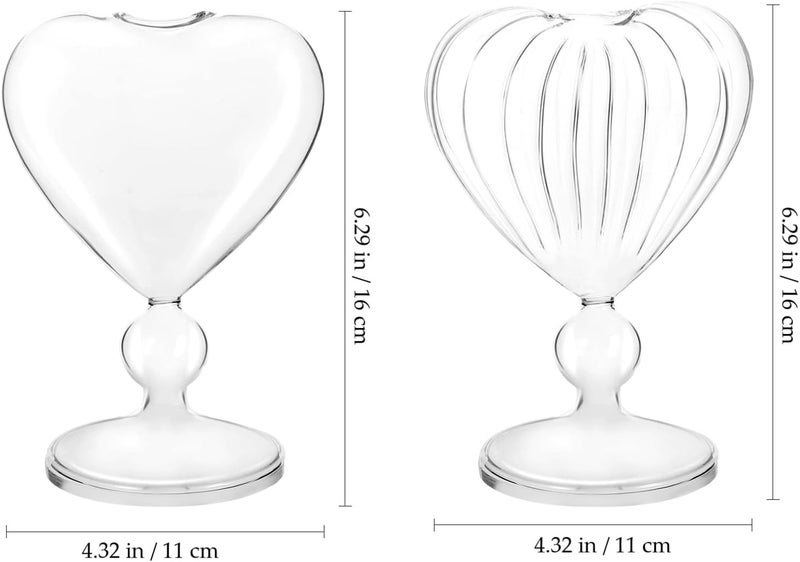 Alipis Heartshaped Cocktail Glasses Clear Wine Glasses Beverage Juice Glass 8 Ounce Barware Glassware with Straws for Party Wedding 2Pcs - Image 3