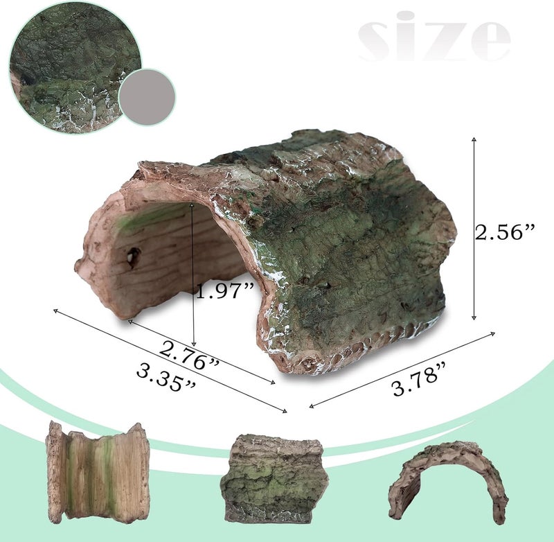 IBWell 2 Pack Aquarium Hideout Reptile Cave Betta Log Resin Hollow Tree Trunk Ornament Terrarium Tank Decoration for Fish Turtle Small Reptile - Long - Image 2