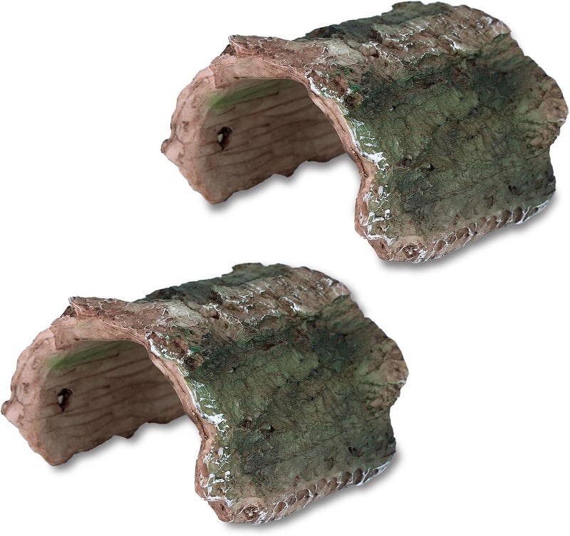 IBWell 2 Pack Aquarium Hideout Reptile Cave Betta Log Resin Hollow Tree Trunk Ornament Terrarium Tank Decoration for Fish Turtle Small Reptile - Long - Image 1