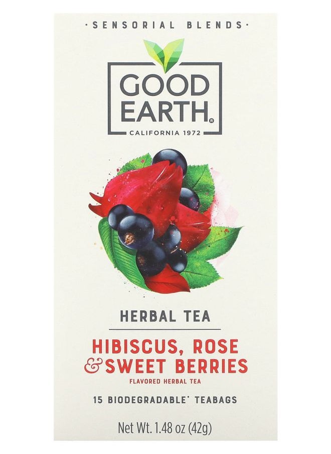 Good Earth - Sensorial Blends Herbal Tea Hibiscus Rose & Sweet Berries 15 Biodegradable Teabags 1.48 oz (42 g) - Image 1