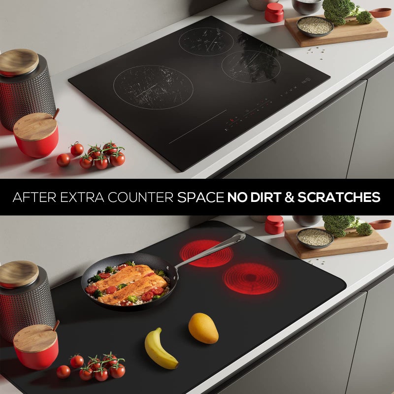 FLASLD Fireproof and Waterproof Stove Top Covers, 21Ã—29.5 inch Electric Stove Cover Mat, Glass Top Stove Cover - Ceramic Glass Cooktop Protector - Flat Top Oven Cover, Black Without Logo - Image 2
