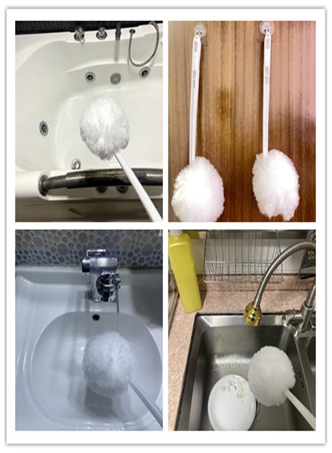 Picmoo Bowl Brush Toilet Cleaning Brush Set Soft Polyester Head 15x5 inches White (4PacK) - Image 3