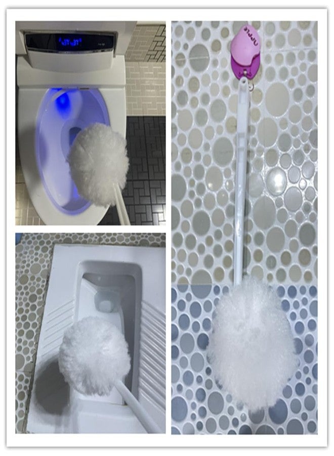 Picmoo Bowl Brush Toilet Cleaning Brush Set Soft Polyester Head 15x5 inches White (4PacK) - Image 4