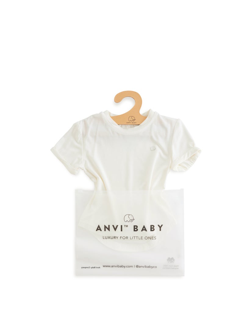 Anvi Baby Bamboo Spandex T-Shirt- White  - Image 3